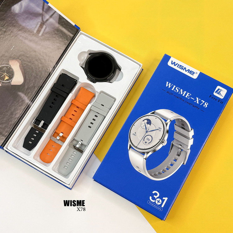 ساعت هوشمند صفحه گرد مدل wisme-x78 با 3بند با رنگ مشکی